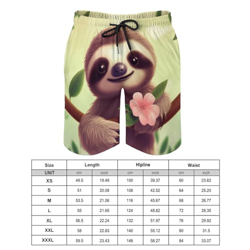 Mens Shorts Cute Sloth Men Swim Trunks Quick-Dry Beach Shorts with Drawstring Pocket Bathing Suit2