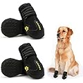 Hcpet Dog Boots Waterproof for Dog with Reflective Velcro Rugged Anti-Slip Sole and Skid-Proof Outdoor Paw Wear for Medium to Large Dogs 4Ps (Black, 6: 3.0"x2.6"(LW) for 52-65 lbs)