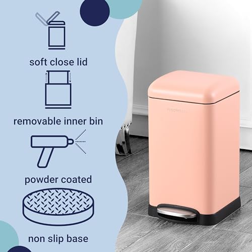 Image of happimess Betty Retro Mini 3.2 Gal Step Trash Can, Flamingo Pink