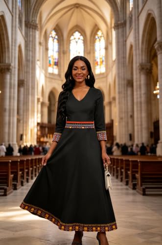 Image of VisiChenup African Print Dress for Women Casual Midi Dress