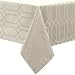 Benson Mills Chagall Spillproof Fabric Tablecloth, 60 by 84-Inch, Off White