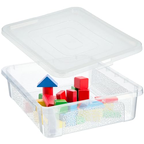 KADAX Rechteckige Aufbewahrungsbox mit Deckel, Aufbewahrungsbehälter, Stapelbehälter, Plastikbox, Kunststoffbox, Platzsparende Aufbewahrungskiste (10L, Transparent)