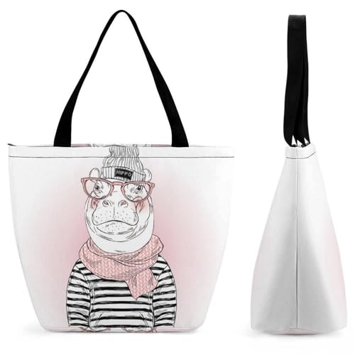 Sac à bandoulière hippopotame grand volume 28.5x18x32.5cm avec anses renforcées