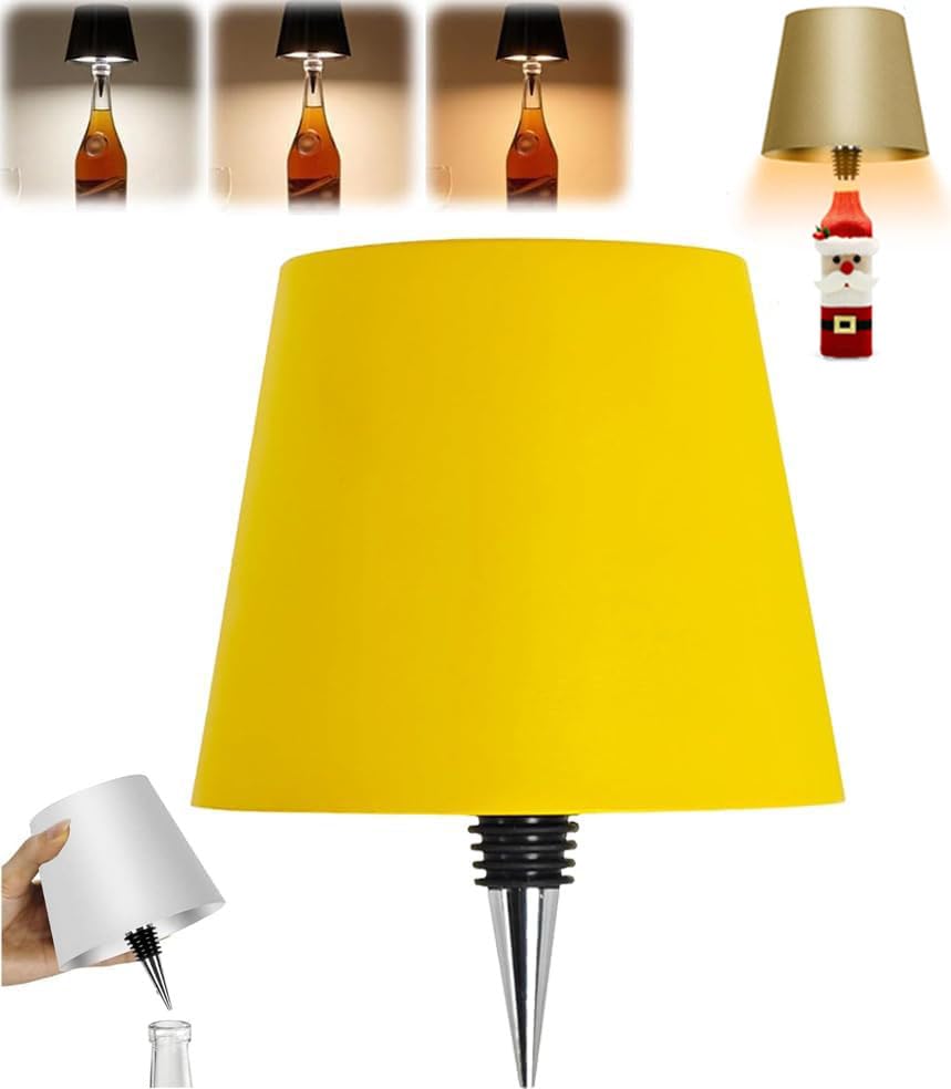 oddmmo Wireless Bottle Lamp, LED Wireless Wine Bottle Lamp Shade, Rechargeable Touch Control Wine Bottle Lights for Liquor Bottles, 3 Color Dimming LED Desk Lamp for Bedroom Restaurant & Bar — image 1