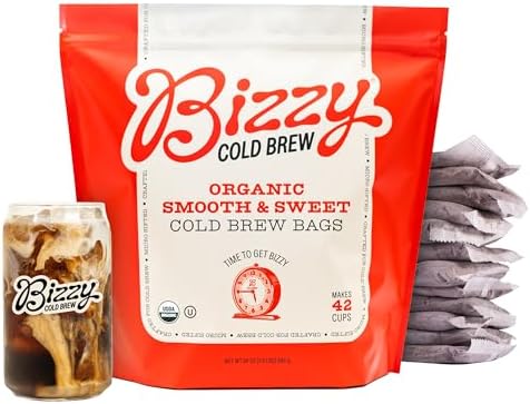 Bizzy Organic Cold Brew Coffee | Smooth & Sweet | Coarse Ground Coffee | 12Ct