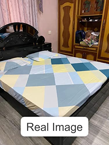 Image of Jashan Elastic King Size Fitted bedsheets with 2 Pillow Cover | King Size bedsheets | 100% Glace Cotton | Fitted bedsheet Cotton King 72 inch x 78 inch inches (King, Multi-15)