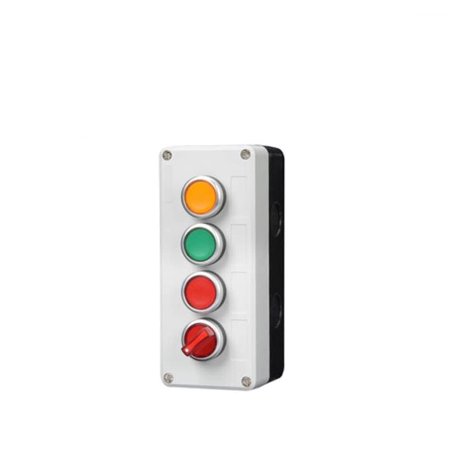 OSGC Caja de control con interruptor de botón de luz 24 V/220 V con botón de parada de emergencia auto reinicio interruptor industrial caja impermeable (color: 5 RYBGW, tamaño: 220 V)