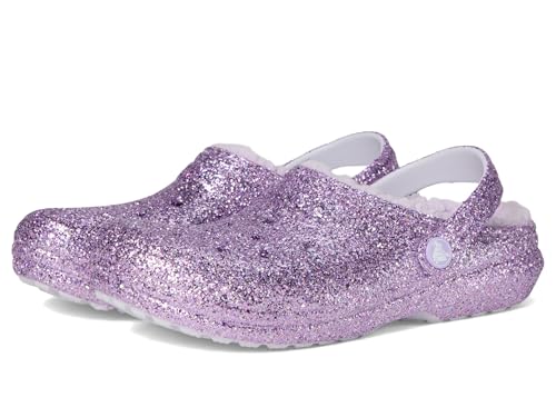 Crocs Unisexe Enfant Classic Lined Chunky Glitter Clog K Sabots, Purple Moon, 34/35 EU