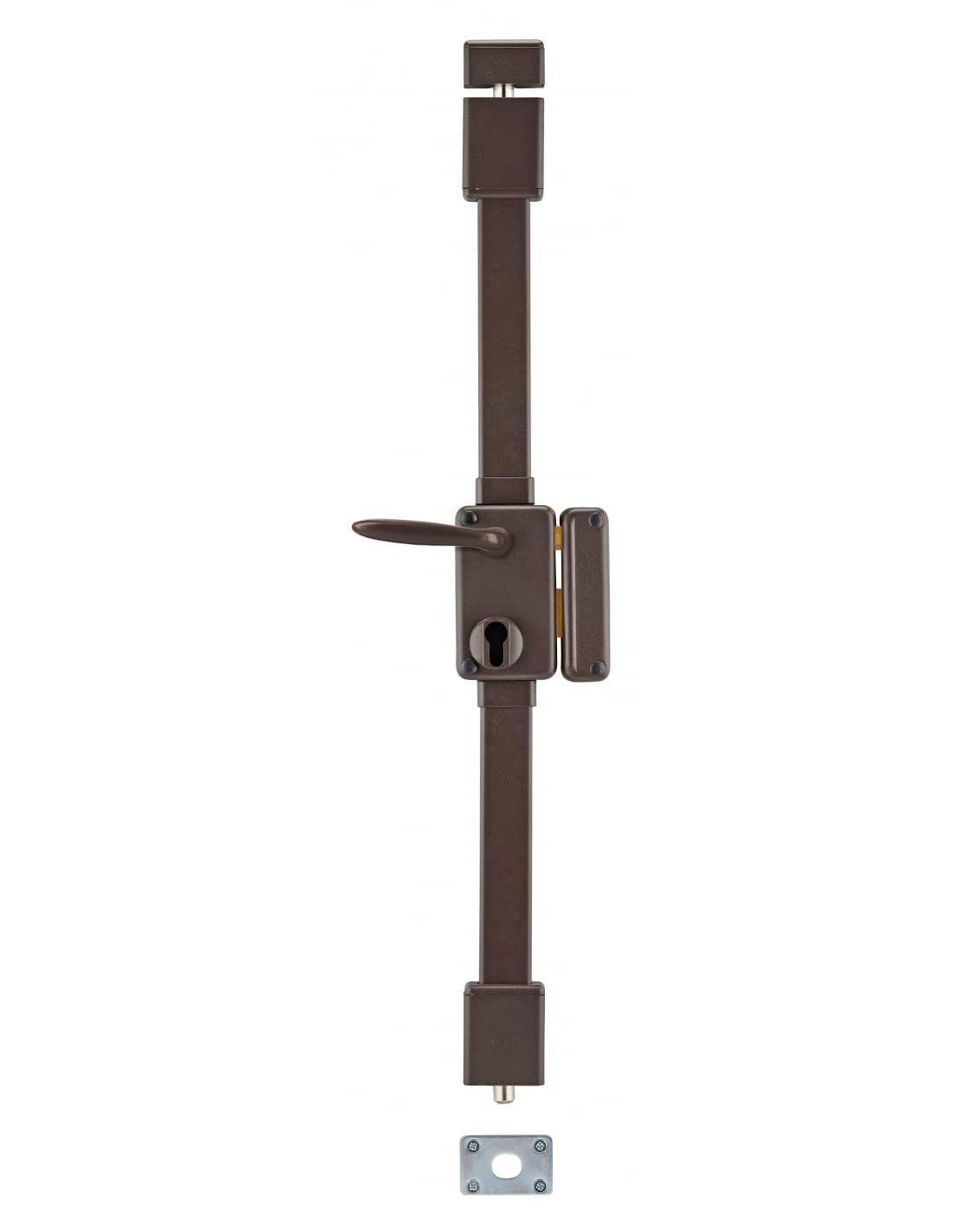 THIRARD - Boitier de Serrure en Applique Beluga à Fouillot pour Porte d'Entrée - Droite - 3 Points - Axe 45 mm - Acier - Mécanisme à 8 Goupilles - Marron