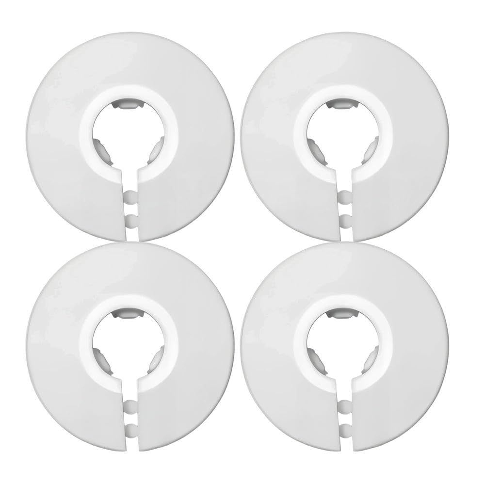Shenghang White Fit 12 Mm / 0.47 In Diameter Flange Water Pipe Cover Decoration Escutcheon Plate Plastic Pp Snap-On Escutcheon Plate Cover For Wall Pipe Tube Decoration (12)