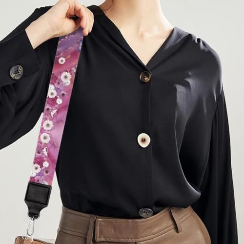 Image of Coldinair Purple Marble Purse Straps Daisy Replacement Crossbody Bag Straps,Wide Shoulder Strap Adjustable Guitar Strap for Purse