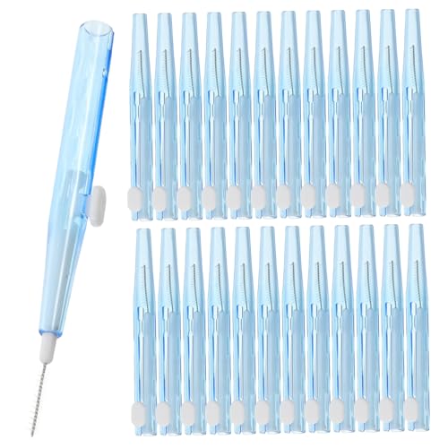 CONGARTENO 40 piezas Cepillos Interdentales Suaves para Diseño Push-pull Limpieza Precisa de Kit Portátil para Hogar y Viaje Mango Ergonómico Antideslizante