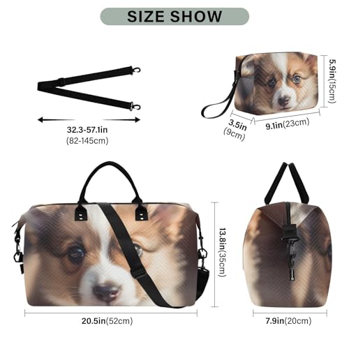 Large Travel Duffel Bag, Beautiful Puppy Sports Tote Gym Bag, Shoulder Weekender Overnight Bag for Women Men, Carry On Luggage with Toiletry Bag3