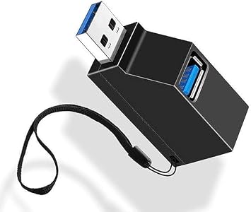 USB Hub, USB 3.0 + USB 2.0 x 2 Ports, High Speed, Lightweight, Portable, Black Set of 1, USB Splitter, USB Hub, USB Hub, Small