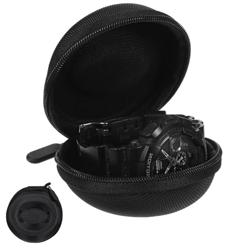 oruola 2 Pcs Travel Watch Case,Portable Round Watches Pouch,Watch Travel Pouch with Sponge for Men & Women with Zipper for Most Smart Watches and Wristwatches up to 50 mm(Black)
