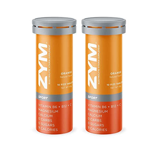 Zym Sport Electrolyte Effervescent Tablets - Natural Electrolyte Replacement Supplement For Fast Hydration & Energy (Orange, 2 Pack) #TOP27