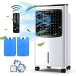 COSTWAY Evaporative Air Cooler, 3-in-1 Swamp Cooler with Remote Control, 3-Mode, 3-Speed and 7.5H Timer Function, Portable Air Cooling Fan for Room Bedroom Home Office