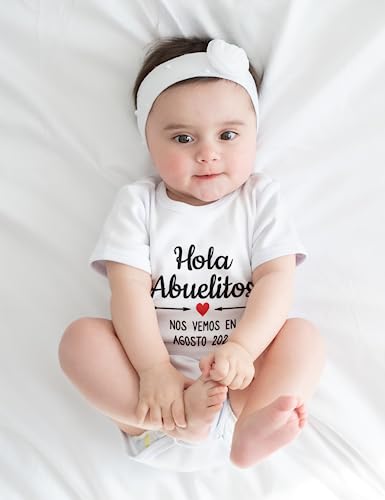 Hola Abuelitos Baby Outfit, Spanish Pregnancy Announcement to Grandma and Grandpa, Valentine's Day Reveal, Due Date Bodysuit, Anuncio De Embarazo, Spanish Baby Announcement, 0-3 M