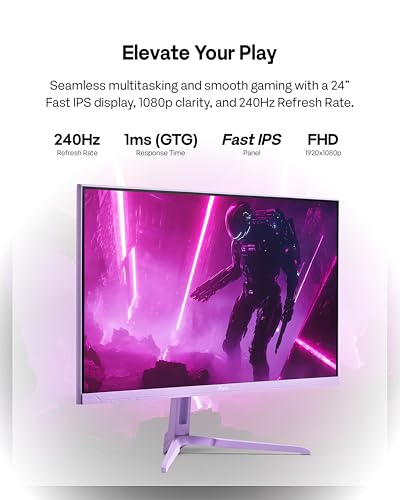 Image of Pixio Two PX249 Wave Purple 24 inch 240Hz Refresh Rate FHD 1080p Resolution IPS Panel 4ms GTG Response Time Gaming Monitor and PS1D Wave Purple Dual Monitor Arm