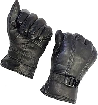 SIYAA Winter Gloves For Men & Women Fur Inside The Gloves, Wind/Snow Proof Leather Winter Gloves (Black, Pack Of 1), Cycling