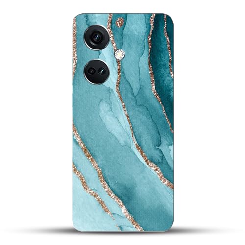 Image of COLORflow Back Cover Compatible with OnePlus Nord CE 3 5G | Beautiful Blue Marble Golden Stripes | Designer Printed Hard CASE Bumper Back Cover Compatible with OnePlus Nord CE 3 5G
