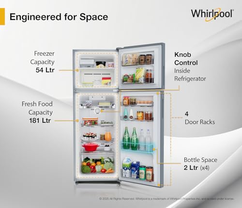Image of Whirlpool 235 L 2 Star Frost-free inverter Double Door Refrigerator (NEO SP278 PRM LUNAR STEEL(2S, 2026 Model)-Y, 2026 Model)