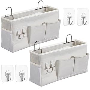 2pcs Large Wall Hanging Storage Bag, Door Closet Linen Fabric Pockets Organizer, Waterproof Multi Functional for Living Room Bedroom Bathroom Kitchen Office RV Camper with Hooks Grey