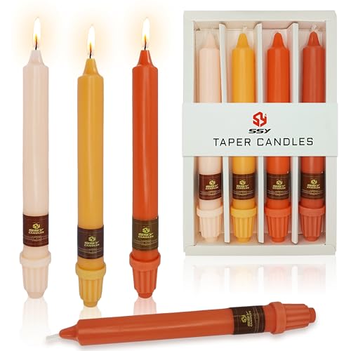 4 PCS Gradient Orange Taper Candlesticks 8 inch Unscented Tapered Candles Sticks for Home Holiday Wedding Party Decoration