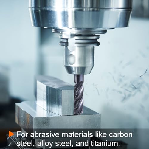 Image of HARFINGTON Carbide Square Nose End Mill Bit 1 /4 inch Cut Dia 4 Flutes TiAlN Coated Milling Cutter for Hardened Steel Metal (1 /4 inch Shank 3 /4 inch Cut Length 2-1 /2 inch Long 45 Degree Helix)