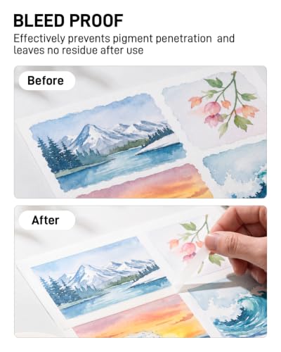 Image of JusArt 3 Packs Artist Tape for Watercolor Paper, 1 /4 inch Wide Total 600FT Long, White Art Tape for Masking, Framing and Drafting, Acid Free, Low Tack