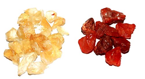 Image of R.R. SHEIKH GEMS Natural Rough Healing Crystal Gemstones Combo: Citrine And Carnelian Stones