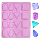Koluti 16 Cavities Crystal Candy Making Silicone Mold, Nonstick and BPA Free DIY Baking Mold for Gummy Candies Gem Diamond Chocolate, Dishwasher and Oven Safe, Purple