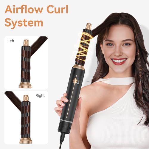 Image of Hair Dryer Brush 7 in ONE, Brush Blow Dryer with Diffuser,Powerful Blow Dryer Brush with Air Curler for Hair,Ionic Hot Air Brush Fast Dry, Volumize, Curls, Straight, Hair Styling Tools 100-120V