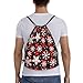 YSBYEIU Cute Christmas Red Plaid Bags Women Men Snowflakes Drawstring Backpack for Gym Beach Sports Xmas Holiday Party Bags