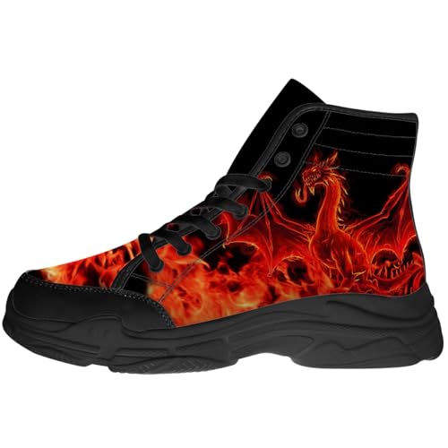 Dragon Shoes Men High Top Sneakers Black Lace-up High Tops Canvas Shoes Gifts for Him Her