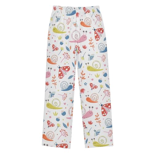 Snail Butterfly Boys Long Pants Soft Trousers Elastic Waist Kids Lounge Bottoms with Pockets S-XL
