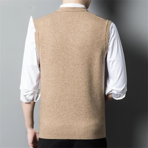 Dndrdhfb Men's Knitted V-Neck Vest Winter Warm Sleeveless Wool Pullover Vest3
