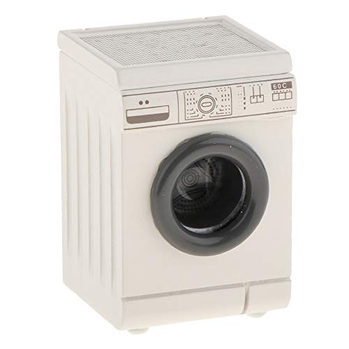 SXFSE Dollhouse Decoration Accessories, 1:12 Dollhouse Miniature Furniture Simulation Household Appliance Model White Drum Washing Machine Accessories for Baby Kids Play Pretend Toy (White)