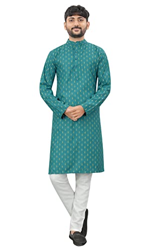 Image of Men's Printed Cotton Blend Full Sleeve Regular Fit Casual Wear Kurta (A-E-367)