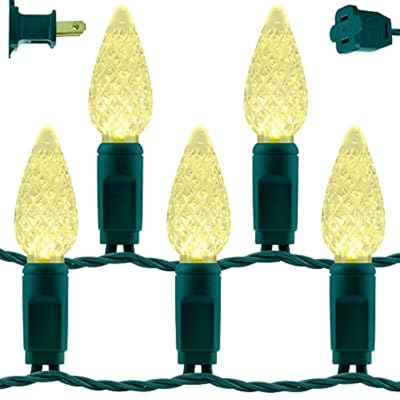 YULETIME Warm White C6 Strawberry LED Christmas Lights, 33 ft 100 Count 4" Spacing One-Piece High Waterproof UL Certified String Light (Warm White)