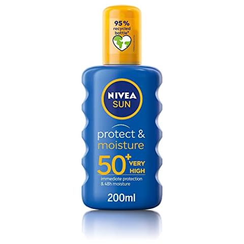 NIVEA SUN Protect & Moisture Sun Spray SPF50 (200ml), Moisturising Suncream Spray with SPF50, Advanced Sunscreen Protection, Reduces Risk of Sun Allergies Cover