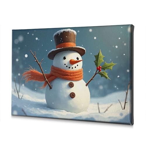Toile murale bonhomme de neige joyeux pour illuminer les matins en famille