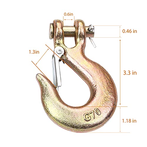 3/8 Inch Clevis Slip Hook, Yeazhen 2Pcs Heavy Duty Forged G70 Hook With Safety Latch, Clevis Rigging Tow Winch Trailer For Transport, Lift And Pull, Capacity18000 Lbs #TOP1