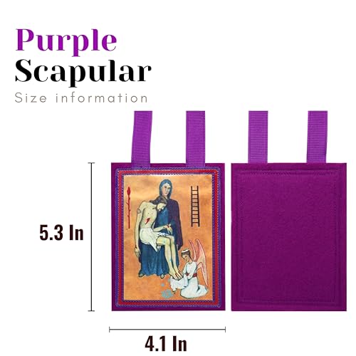 Purple Scapular of Benediction and Protection of Marie-Julie Jahenny Handmade Catholic Necklace Escapulario Morado Catolico Flat Rope2