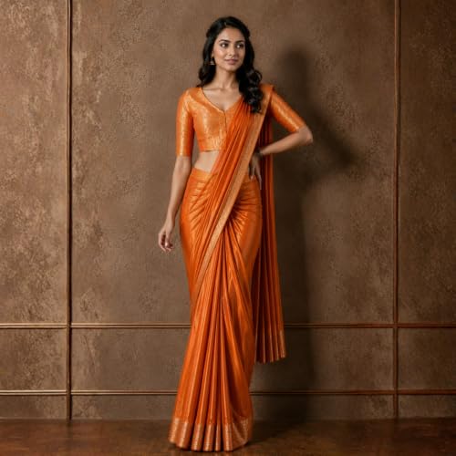 Image of Studio Shringaar Women's Brocade Side Stretch (Smocked) Readymade Saree Blouse