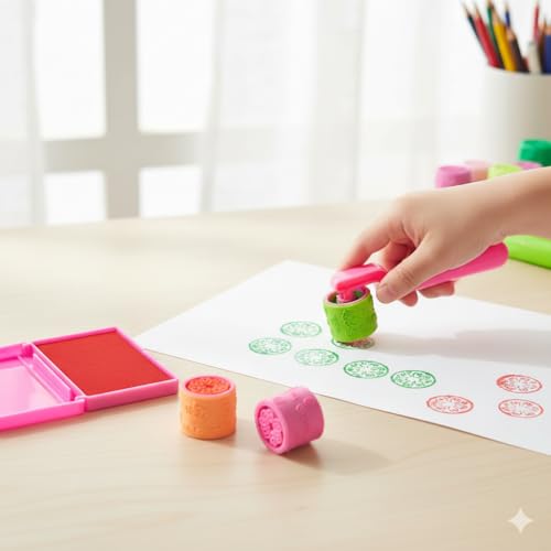 Image of Crackles Rolling Stamp for Kids Boys & Girls /Handle Wheel Roller Stamp with inkpad Diary DIY Stamp Set Creative for DIY Scrapbooking Card Making Kids Return Gifts Pack of 6. Random Designs