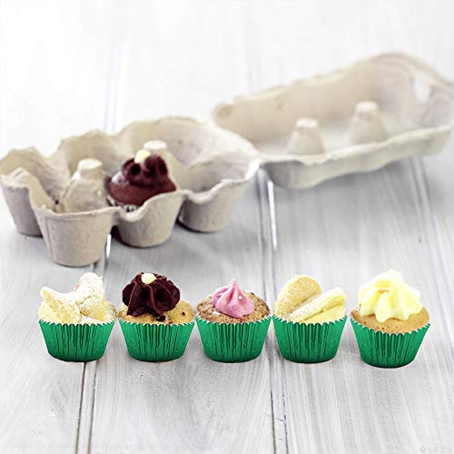 Image of Green Foil Cupcake Liners,GOLF 100 Pack Metallic Baking Cups Standard Size