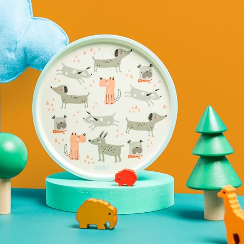 Image of Zak Designs Kids Dinnerware Set 3 Pieces, Durable and Sustainable Melamine Bamboo Plate, Bowl, and Tumbler are Perfect For Dinner Time With Family (Dog)