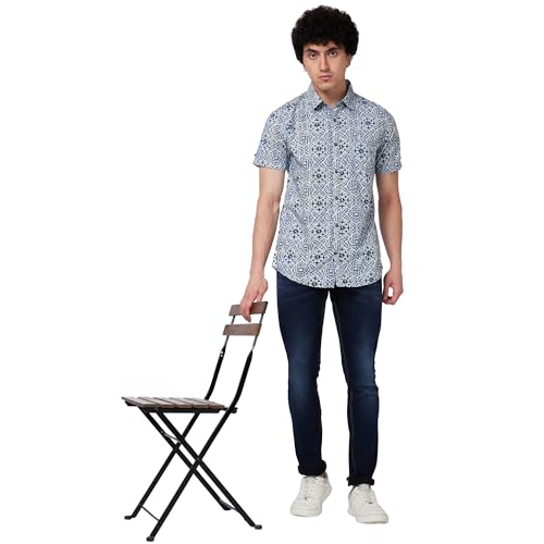 Image of Spykar Men's Regular Fit N /A Half Sleeve Printed Casual Shirts