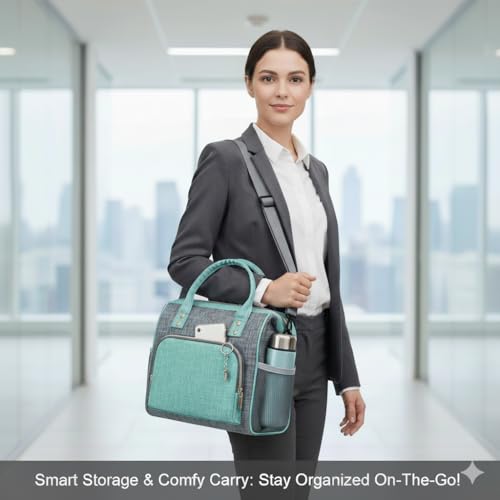 IDEATECH Large Insulated Lunch Bag for Women -12L Adult Lunch Box Wide Opening with Shoulder Strap - Leakproof Cooler Tote Bag for Office Work, Picnic & Travel, Cute Gifts for Women, Mom (Teal)